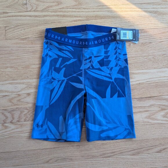 NEW Under Armour HeatGear Printed Compression Shorts Women's Medium nwt purple - Picture 2 of 12